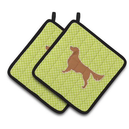 Carolines Treasures Golden Retriever Checkerboard Green Pair of Pot Holders BB3804PTHD